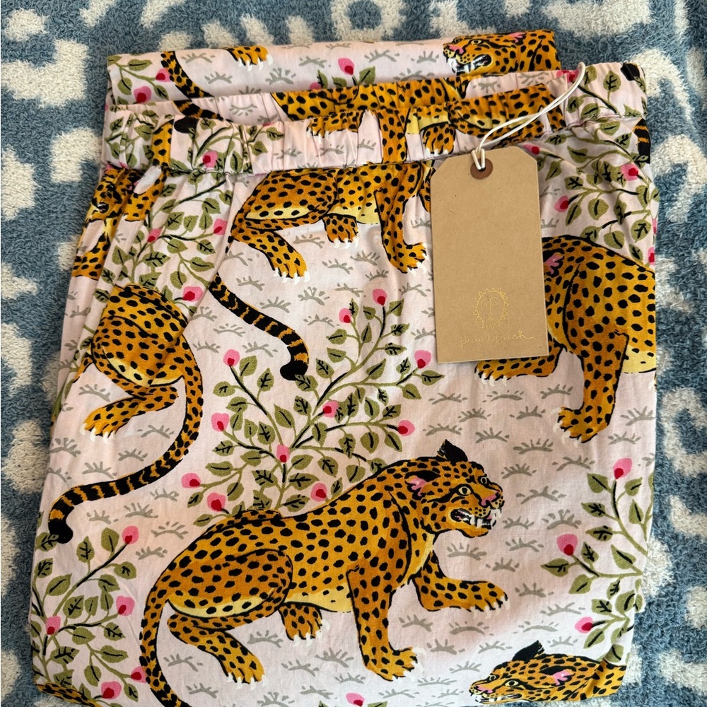 Printfresh Leopard Print Pajama Pants- Yellow and Pink Bagheera Blush NWT